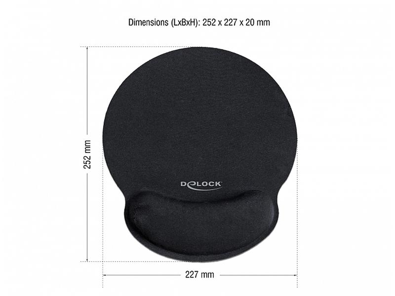 Delock Ergonomische Mausmatte mit Handballenauflage Schwarz