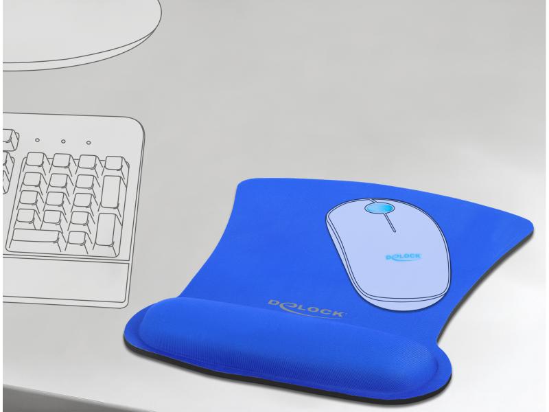 Delock Ergonomische Mausmatte mit Handballenauflage, blau Blau