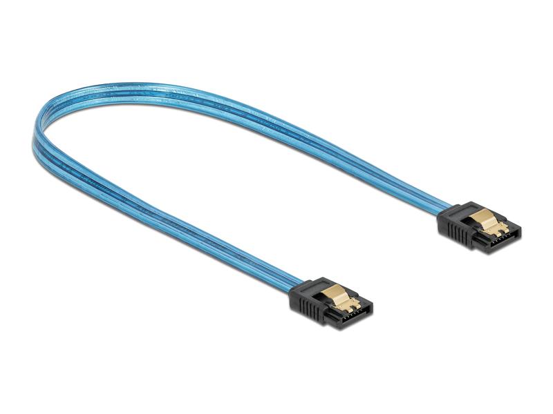 Delock SATA-Kabel UV Leuchteffekt blau 0.7 m