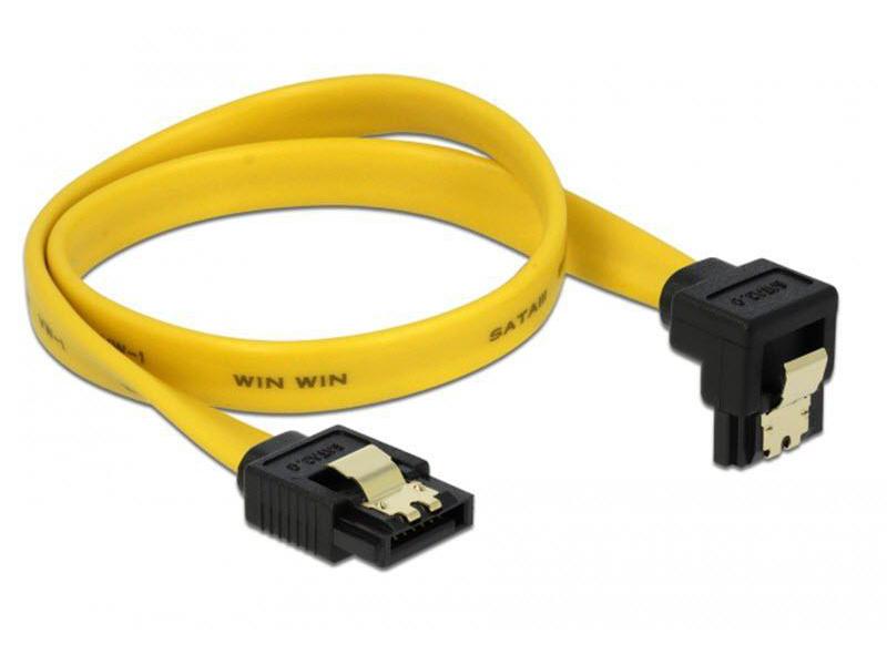 Delock SATA2-Kabel gelb, gewinkelt, Clip, 30 cm