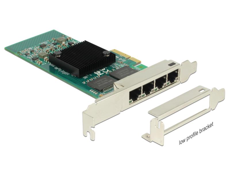 Delock Netzwerkkarte 4x1Gbps, PCI-Express x4, Intel i350 Chipset