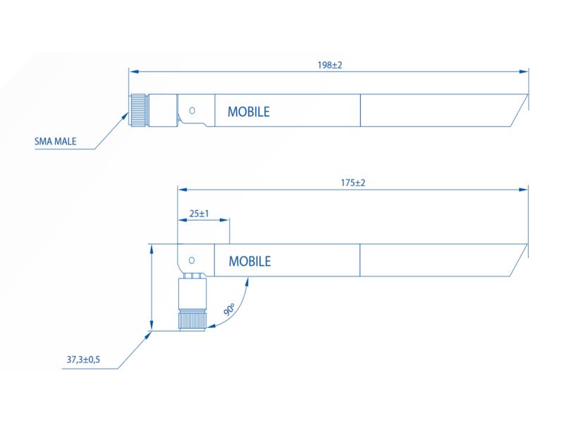 Teltonika LTE-Antenne PR1US440 SMA, 3dBi, Kippgelenk, Outdoor