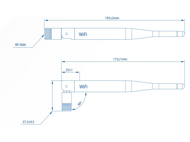 Teltonika WLAN-Antenne PR1URF51 RP-SMA, 5dBi, 2.4 GHz, Kippgelenk