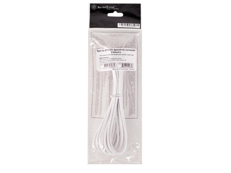 SilverStone Stromverlängerungskabel 8Pin - 4+4Pin EPS Weiss