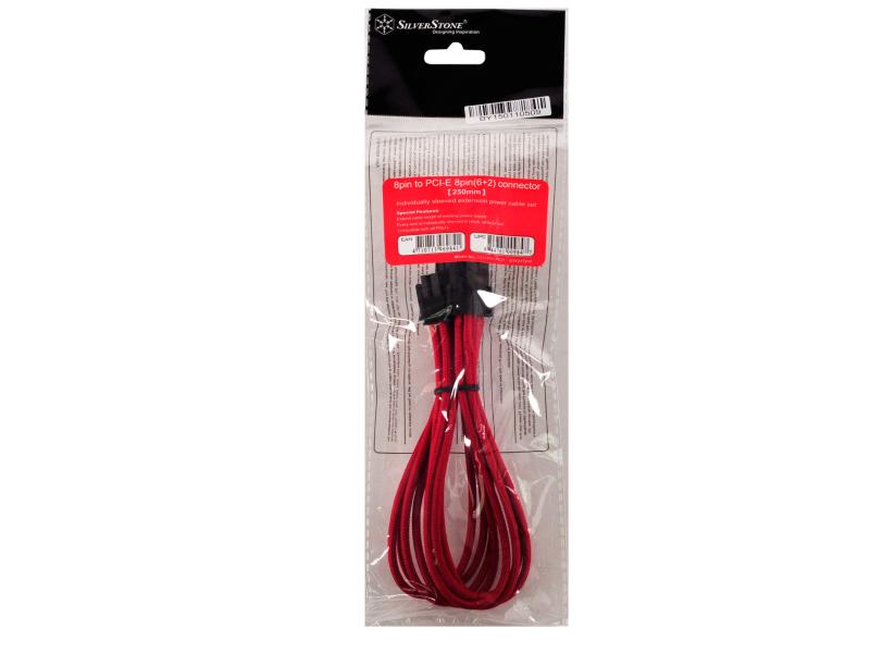 SilverStone Stromverlängerungskabel 8Pin - 6+2Pin PCIe Rot