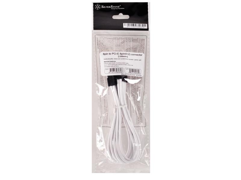 SilverStone Stromverlängerungskabel 8Pin - 6+2Pin PCIe Weiss