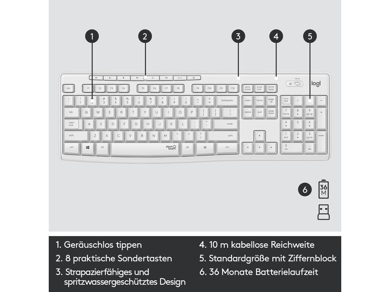 Logitech Tastatur-Maus-Set MK295 White CH-Layout