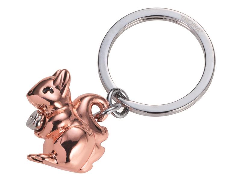 Troika Schlüsselring Hörnchen Glänzend Grau/Rosagold