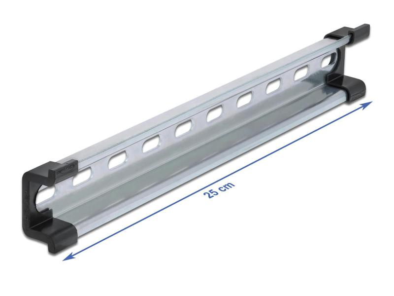 Delock Hutschiene  35 x 15 mm, 25 cm aus Stahl, mit Schlitzlöchern