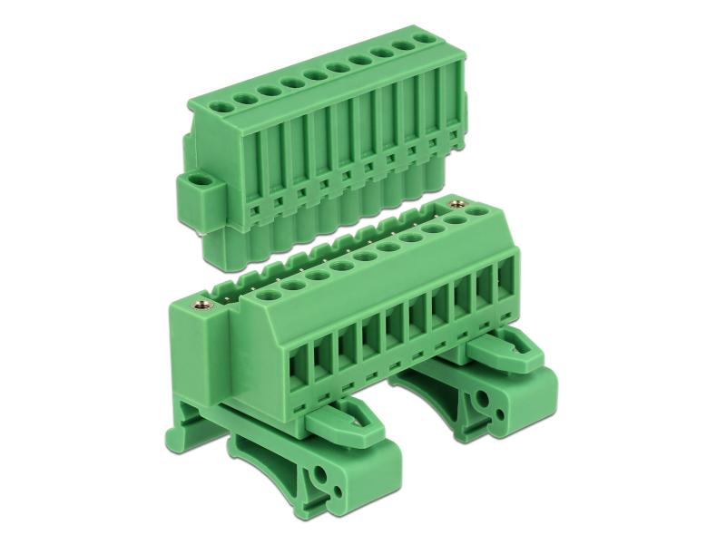 Delock Hutschiene  Terminalblock 10Pin, mit Schraubverriegelung