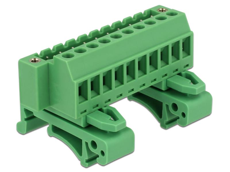 Delock Hutschiene  Terminalblock 10Pin, mit Schraubverriegelung