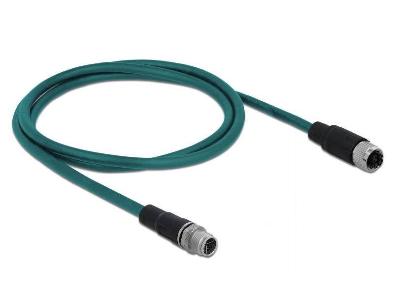 Delock Patchkabel M12-M12 Cat 6A, S/FTP, 1 m, Blau, 8Pin-X-kodiert