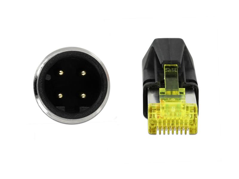 Delock Patchkabel M12-RJ45 SF/UTP, 2 m, 4 Pin D-kodiert PROFINET