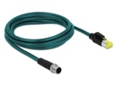 Delock Patchkabel M12-RJ45 SF/UTP, 2 m, 4 Pin D-kodiert PROFINET