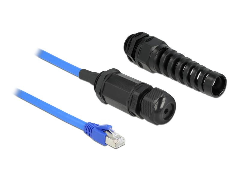 Delock Patchkabel RJ45 zu RJ45 Cat 6, S/FTP, 0.25 m, Blau; Schwarz
