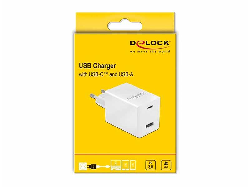 Delock USB-Wandladegerät 41448 USB-C PD 3.0 USB-A, 45W