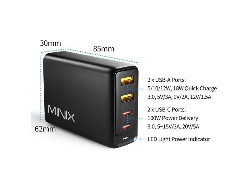 Minix USB-Wandladegerät NEO P2 4-Port GaN