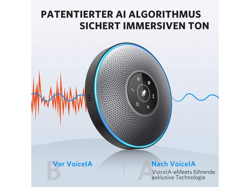 eMeet OfficeCore M2 USB Speakerphone Grau mit Bluetooth Dongle