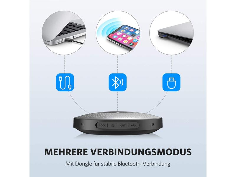 eMeet OfficeCore M2 USB Speakerphone Grau mit Bluetooth Dongle