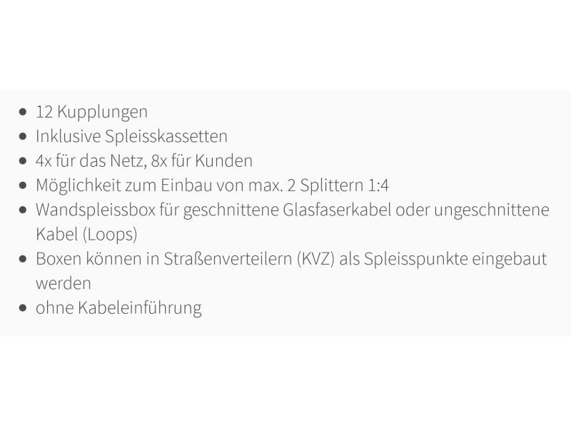 Lightwin Spleissbox LSB 0 PS8 IP55 Wandbox Klein PS8, mit Kassette &amp; Kupplungen
