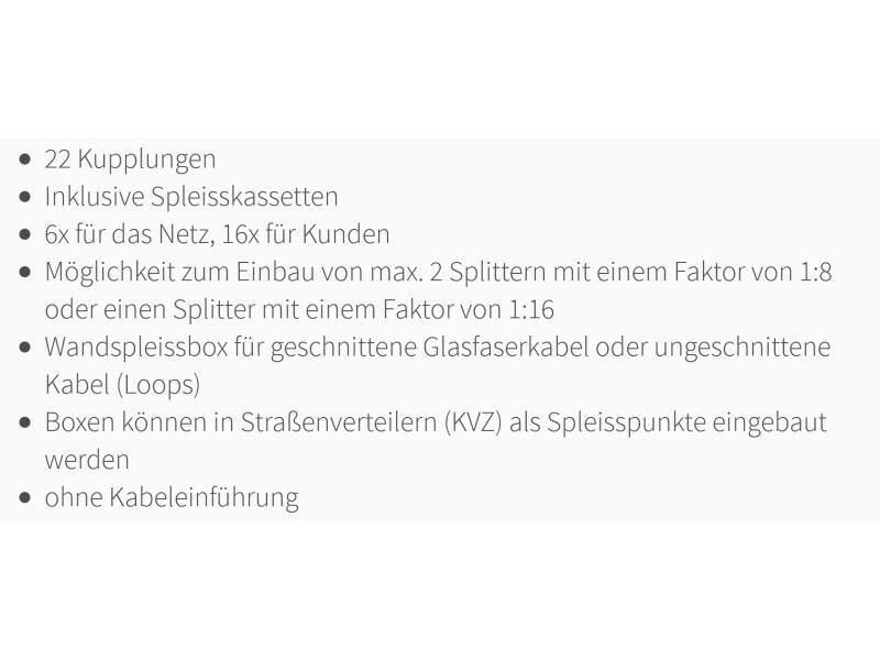 Lightwin Spleissbox LSB 1 PS16 IP55 Wandbox Mittel PS8, mit Kassette &amp; Kupplungen