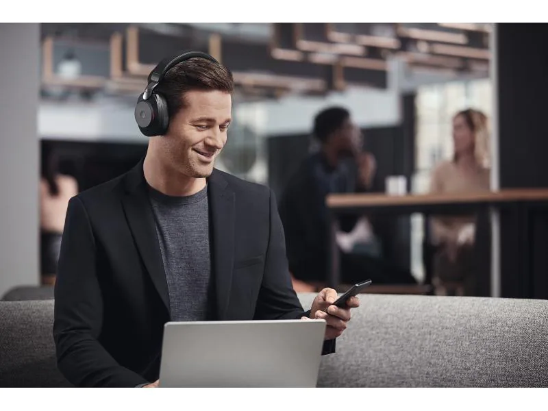 Jabra Headset Evolve2 85 DUO UC Schwarz, USB-C, Ladestation