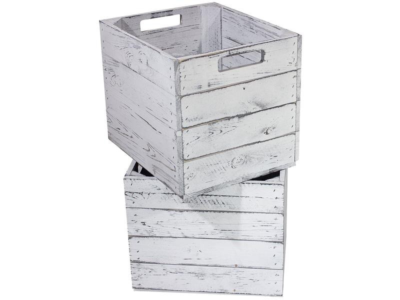 Holz Zollhaus Aufbewahrungskiste Vintage Shabby 33 x 38 cm, Grau