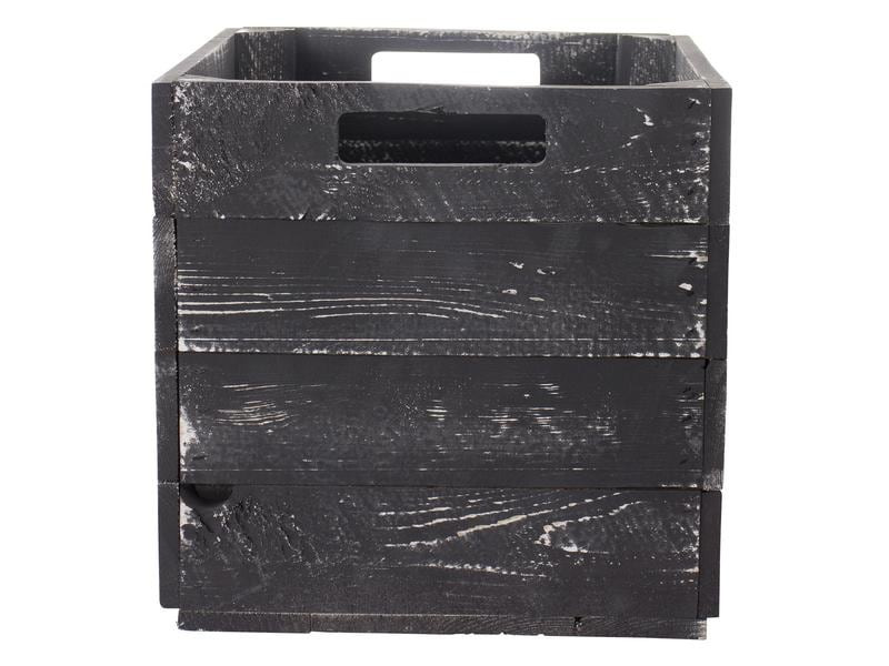 Holz Zollhaus Aufbewahrungskiste Vintage Shabby 33 x 38 cm, Schwarz