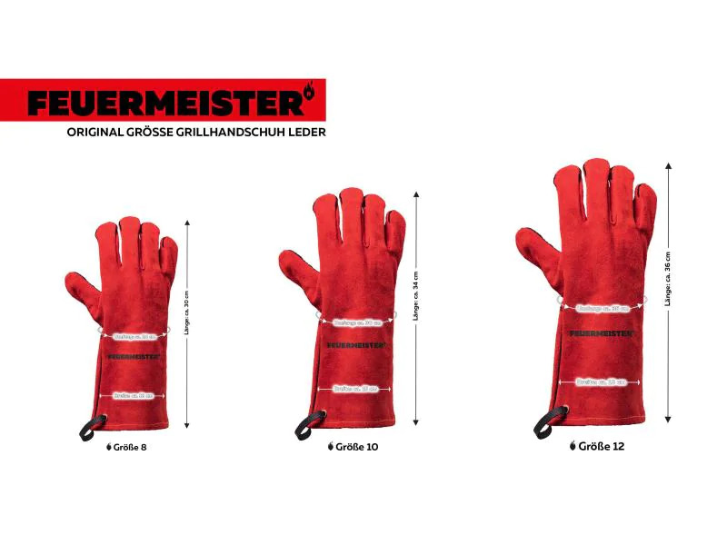 Feuermeister Grillhandschuh Premium BBQ Rot, Grösse 8