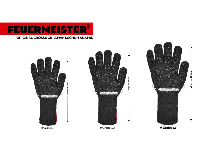 Feuermeister Grillhandschuh Premium BBQ Schwarz, Grösse 12