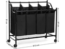 Songmics Wäschesammler mit 4 Fächern 120 l, Schwarz