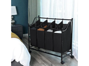 Songmics Wäschesammler mit 4 Fächern 120 l, Schwarz
