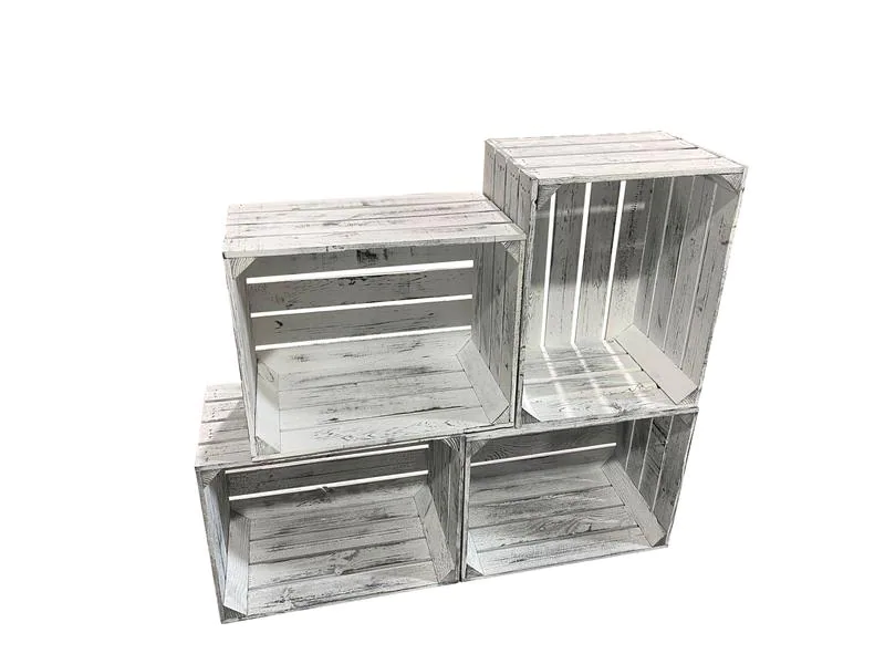 Holz Zollhaus Holzharasse Vintage Shabby Weiss 40 x 50 cm