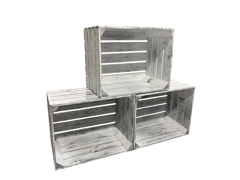 Holz Zollhaus Holzharasse Vintage Shabby Weiss 40 x 50 cm