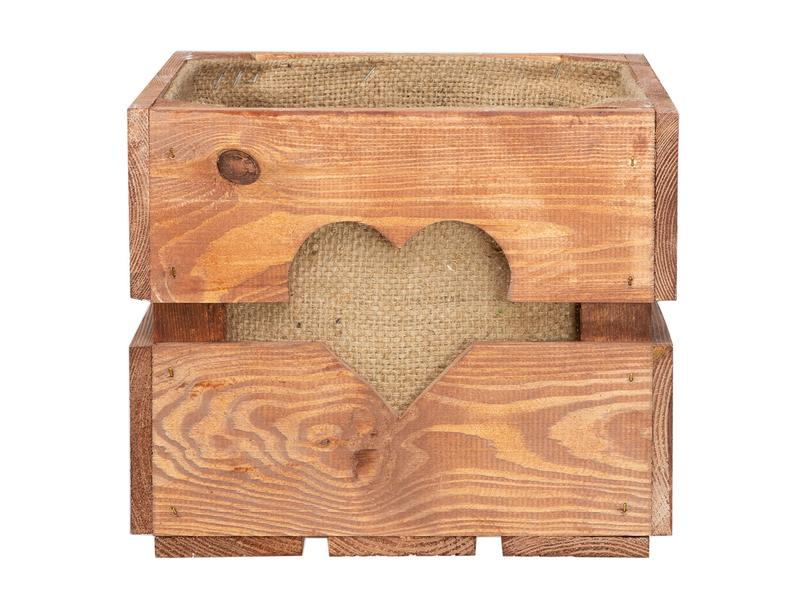 Holz Zollhaus Holzharasse mit Herzausschnitt, Braun 30 x 30 cm
