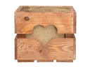 Holz Zollhaus Holzharasse mit Herzausschnitt, Braun 30 x 30 cm