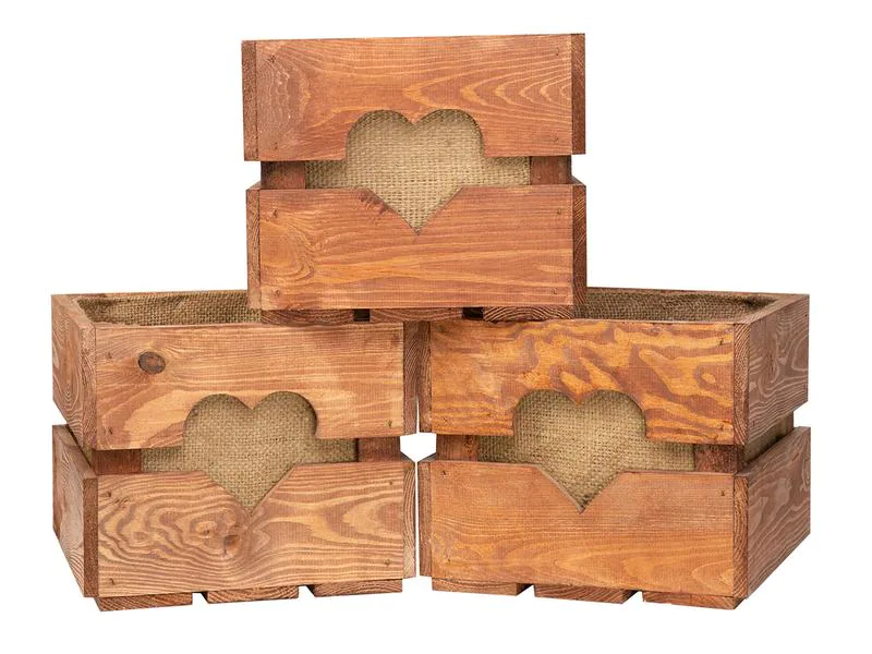 Holz Zollhaus Holzharasse mit Herzausschnitt, Braun 30 x 30 cm