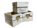Holz Zollhaus Holzharasse mit Herzausschnitt, Shabby 30 x 30 cm