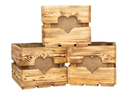 Holz Zollhaus Holzharasse mit Herzausschnitt, geflammt 30 x 30 cm