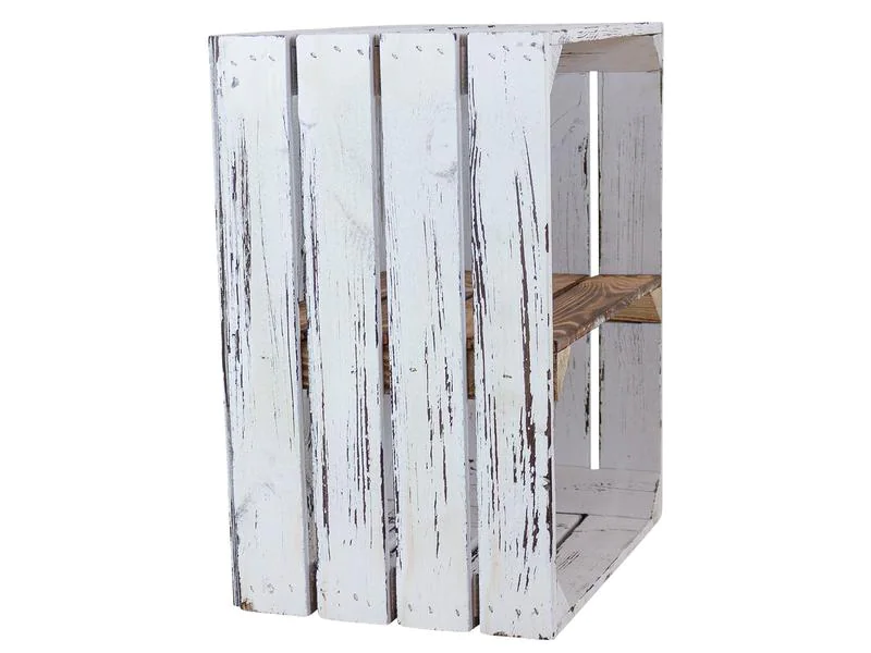 Holz Zollhaus Holzharasse mit Zwischenboden Weiss, geflammt