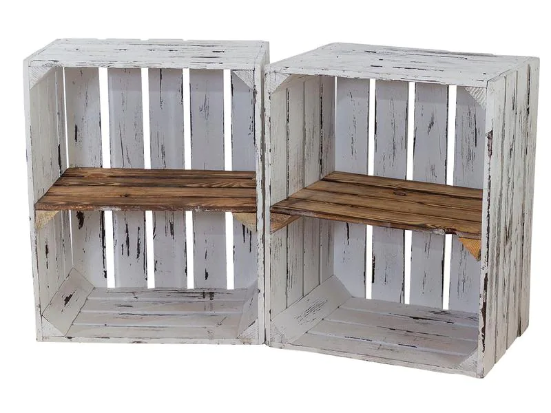 Holz Zollhaus Holzharasse mit Zwischenboden Weiss, geflammt