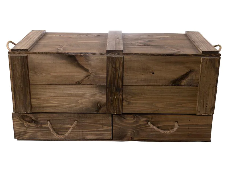 Holz Zollhaus Truhe Vintage Dunkelbraun, 85 x 42 cm