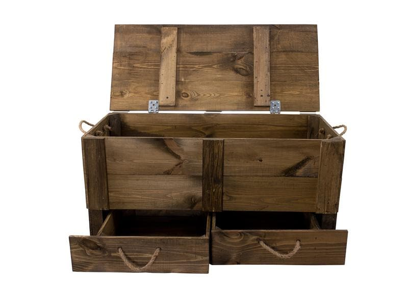 Holz Zollhaus Truhe Vintage Dunkelbraun, 85 x 42 cm