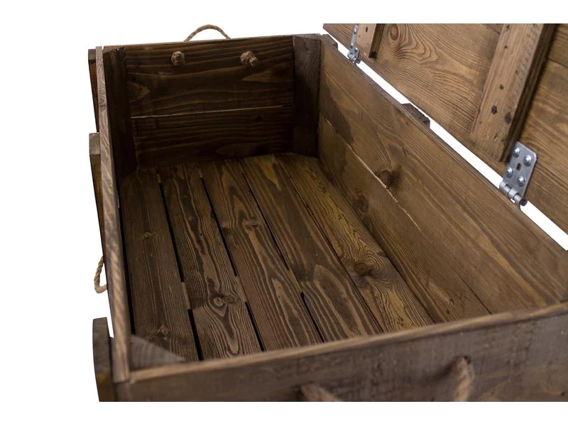 Holz Zollhaus Truhe Vintage Dunkelbraun, 85 x 42 cm