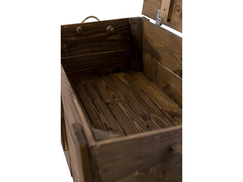 Holz Zollhaus Truhe Vintage Dunkelbraun, 85 x 42 cm