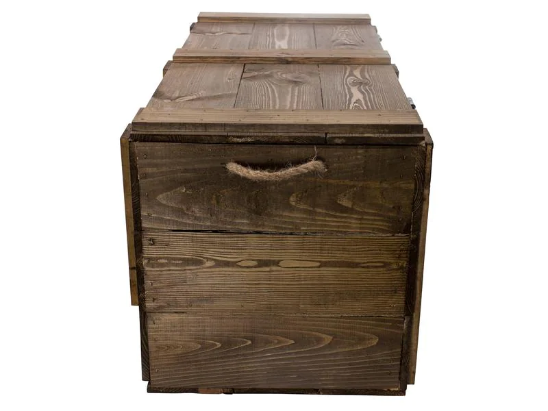 Holz Zollhaus Truhe Vintage Dunkelbraun, 85 x 42 cm