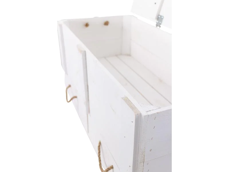 Holz Zollhaus Truhe Vintage Weiss, 85 x 42 cm