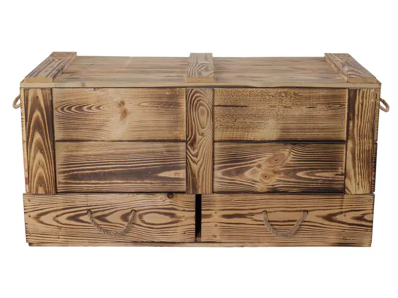 Holz Zollhaus Truhe Vintage geflammt, 85 x 42 cm