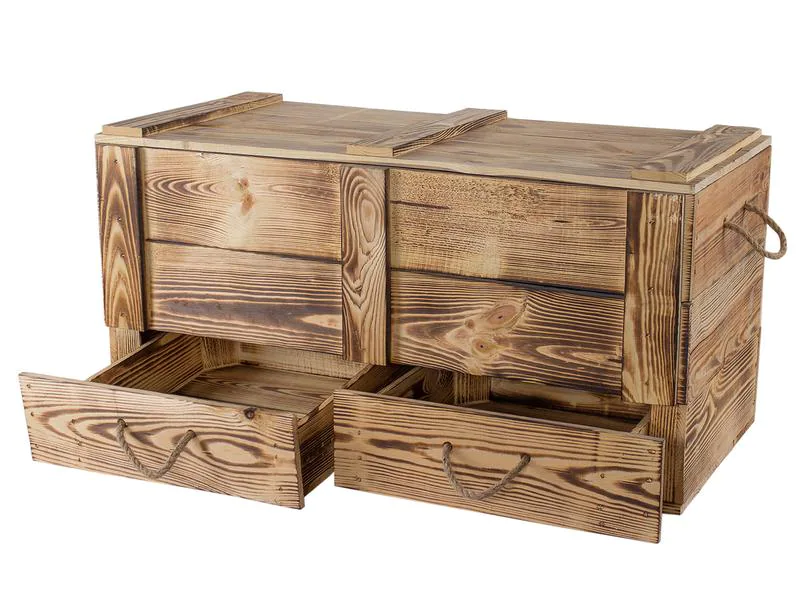 Holz Zollhaus Truhe Vintage geflammt, 85 x 42 cm