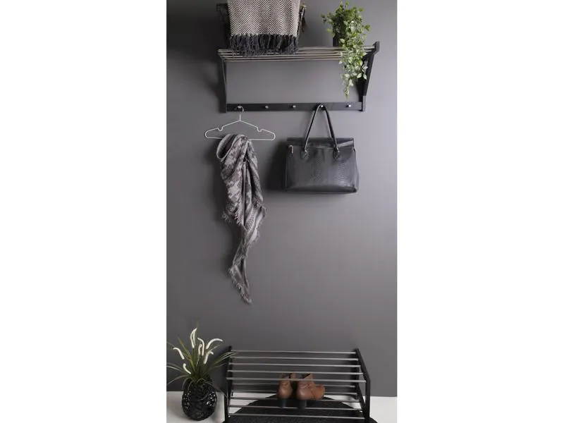 House Nordic Schuhregal Padova 77.8 x 32 cm, Schwarz/Silber